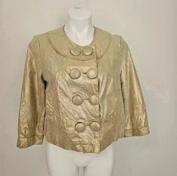 KARLIE Leather Cropped Jacket Size Large - Picture 1 of 13